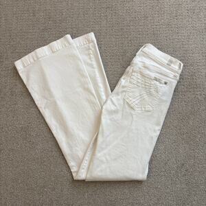 7 For All Mankind Dojo Jeans Tailorless White Flare Wide Legs Women’s Sz 25/32